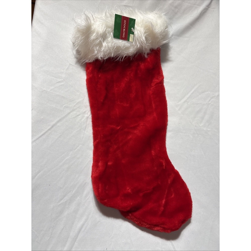 NEW RED CHRISTMAS‎ STOCKING WHITE FAUX FUR CUFF TARGET